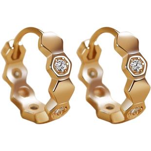 卡伦图蜂巢纯银耳环女玫瑰金耳扣高级感轻奢耳饰小众耳圈耳钉新款