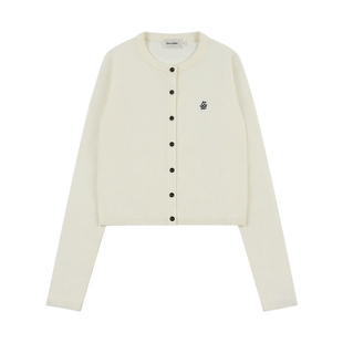 GOODBAI新款刺绣logo圆领修身时尚针织开衫上衣女