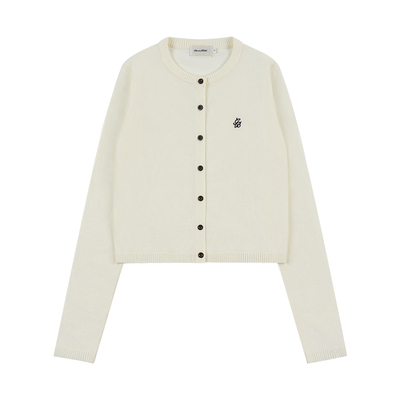 GOODBAI新款刺绣logo圆领修身时尚针织开衫上衣女