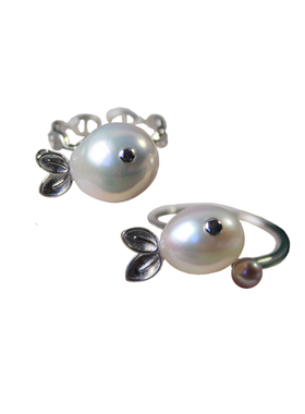 天然淡水水滴巴洛克珍珠小鱼戒指