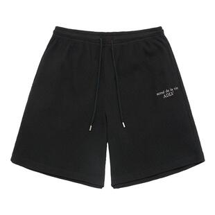 ADLV华夫格短裤刺绣LOGO男女生同款休闲裤运动风ins夏季休闲黑色