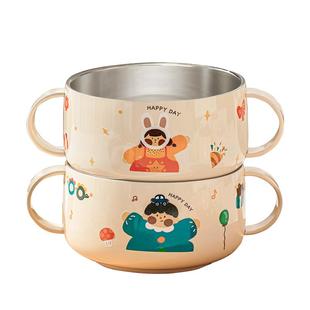 316不锈钢儿童碗双耳辅食碗吃饭专用碗宝宝餐具套装防摔婴儿饭碗