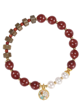 鱼头星星百搭珍珠甜美玛瑙手链女生花朵檀木串珠礼物送女友正品潮