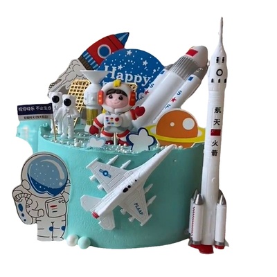 儿童节烘焙蛋糕飞行航天员软陶