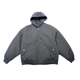 冬装潮牌男士连帽棒球羽绒服宽松加厚保暖极简风假两件白鸭绒外套