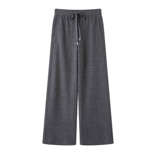 艾诺丝国内代购2025冬季修身高腰抽绳直筒休闲裤女阔腿裤AR314111