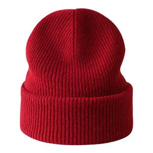 纯色澳洲羊毛针织帽女日系素色简约百搭保暖毛线帽羊绒护耳帽子男