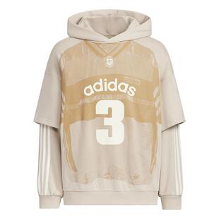 潘展乐同款毛圈布假两件运动连帽套头衫男装adidas阿迪达斯三叶草