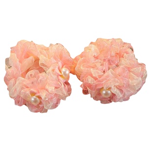 儿童头饰花朵丸子头发圈绳高弹力网纱女童头绳甜美扎头发皮筋