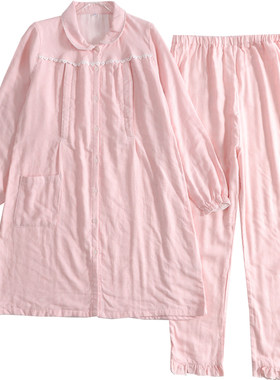 4层纯棉纱布哺乳家居服月子服