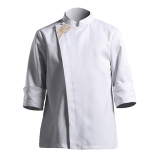 衣研堂中国风刺绣厨师服长袖中式餐饮酒店厨房厨师工作服短袖服装