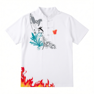 男女武术太极t恤太极短袖t恤太极图案t恤短袖夏太极服武术服儿童