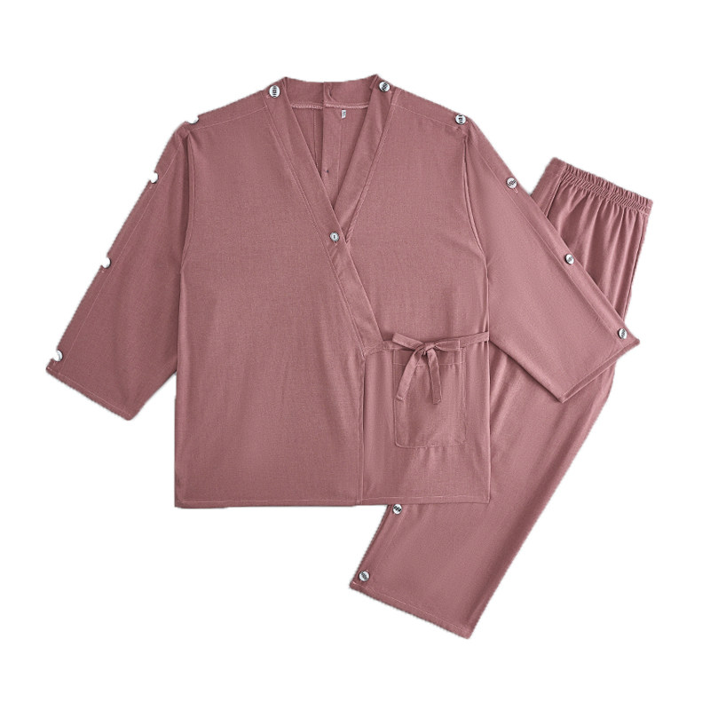 艾灸服前后开衫中医理疗拔罐针灸刮痧服背开扣美容院熏蒸按摩SPA