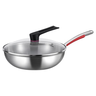 不锈钢炒锅家用316食品级无涂层炒菜锅不粘电磁炉专用平底小炒锅