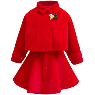 童装12秋冬裙子8秋季6女童呢子连衣裙2023女孩衣服洋气套装裙10岁