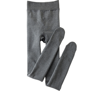 500g巨无霸金棉花保暖加厚加绒打底裤女连裤袜冬踩脚连袜高级灰色