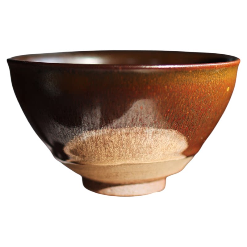 柴烧建盏主人茶杯手工鹧鸪点茶盏