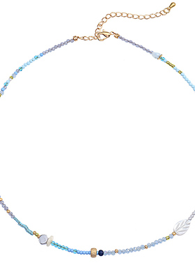 皇家莎莎彩色串珠项链贝珠颈链细款民族风简约锁骨链时尚配饰品女