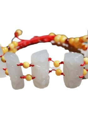 手链手牌和田玉白玉六字真言