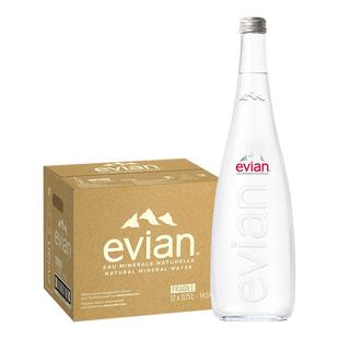【1箱|尊享玻璃瓶】750ml*12瓶依云法国原装进口天然矿泉水天然水