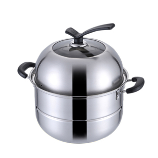 蒸锅家用蒸馍锅钢筋加厚蒸煮两层双层32cm钢精闷罐锅蒸螃蟹专用锅