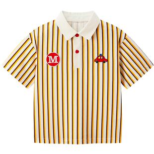 MINIPEACE太平鸟童装男童翻领短袖T恤条纹POLO衫夏装珠地上衣简潮