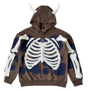 Hellstar Studios Airbrushed Bones hoodie 刺绣骷髅骨架卫衣