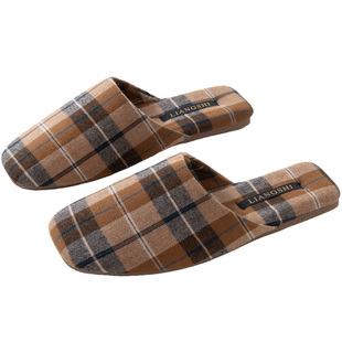 韩泰达格子拖鞋春秋2026薄款韩系布艺拖鞋居家室内防滑轻奢地板拖