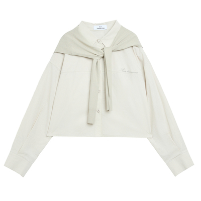 suntomorrow2026新款春装儿童衬衫女童短款长袖洋气披肩衬衣上衣