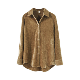 雪尼尔丝绒衬衫女2025秋冬款韩版通勤灯芯绒内搭上衣正肩叠穿衬衣