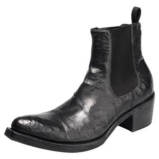 DREAMBOX钧博男靴暗黑先锋马皮厚底切尔西靴纯手工固特异套筒皮靴