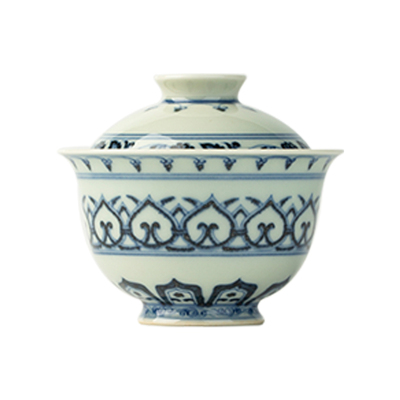 三勤堂手绘青花两才盖碗