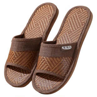 亚麻草拖鞋男式汗脚防滑藤编草席家居室内草藤编织透气凉拖鞋四季