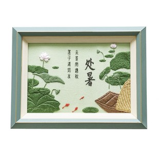 处暑国风二十四节气采莲场景diy手工刺绣喵小慢新手材料包送绣绷