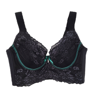 蕾丝收副乳调整型文胸聚拢上托防下垂外扩女内衣薄款黑软钢圈五扣