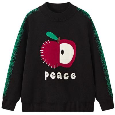 男童冬季新品苹果撞色学院风半高领保暖毛衣