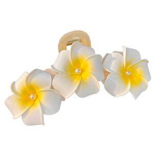 鸡蛋花抓夹女2025新款高级感花朵发夹后脑勺海边鸡蛋花头饰鲨鱼夹