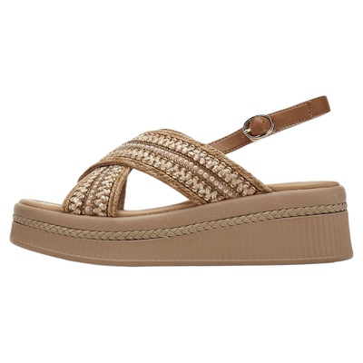 EBLAN/伊伴小星芒厚底编织凉鞋女