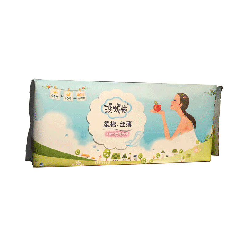 新感觉卫生巾没烦恼丝薄柔棉40片/包超薄纯棉姨妈夏天日夜组合装