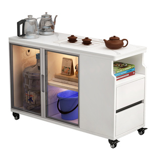 可移动岩板茶几多功能缝隙柜家用收纳储物茶吧机沙发侧边柜茶台桌