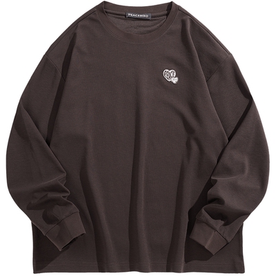 太平鸟男装华夫格长袖T恤