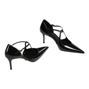 【Lily An x 轻奢手工】真皮细跟交叉带单鞋女百搭尖头中空高跟鞋