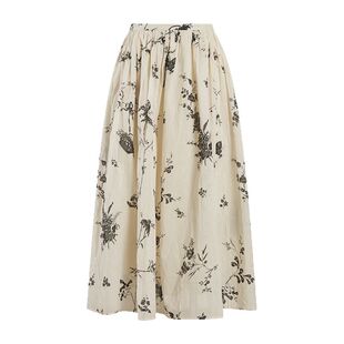 HeyDress植物印花半身裙女夏季高腰宽松A字半裙高级文艺气质裙子