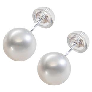 【甄选】南珠宫淡水珍珠耳饰钉 珈白丽媲美澳白耳环强光圆 E003SD