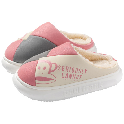 大嘴猴卡通加绒保暖室内儿童棉拖