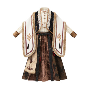 十三余童装[长河秋鸿]国风草原民族风马面套装汉服女童秋冬