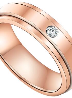 莫桑石情侣戒指女玫瑰金