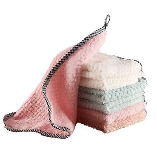 厨房可吸水小方巾抹布洗碗布可挂式家用擦手巾珊瑚绒易清洗灶台