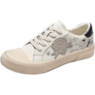 MIO米奥做旧脏脏鞋春夏款小白鞋厚底女鞋涂鸦鞋舒适休闲板鞋