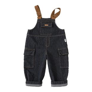 贝贝城儿童牛仔背带裤男童复古牛仔裤女宝韩版宽松长裤休闲春春装